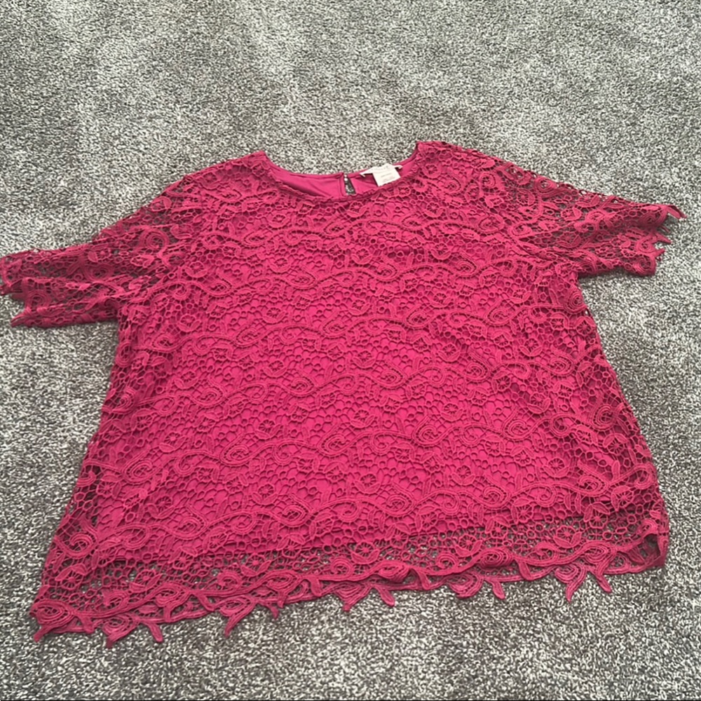 Philosophy Fuchsia Lace Blouse